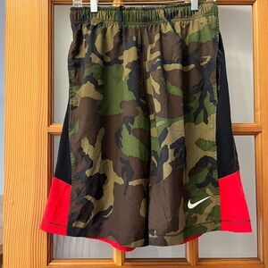 Nike Men's Camo Athletic Shorts - Green, Black, Red
